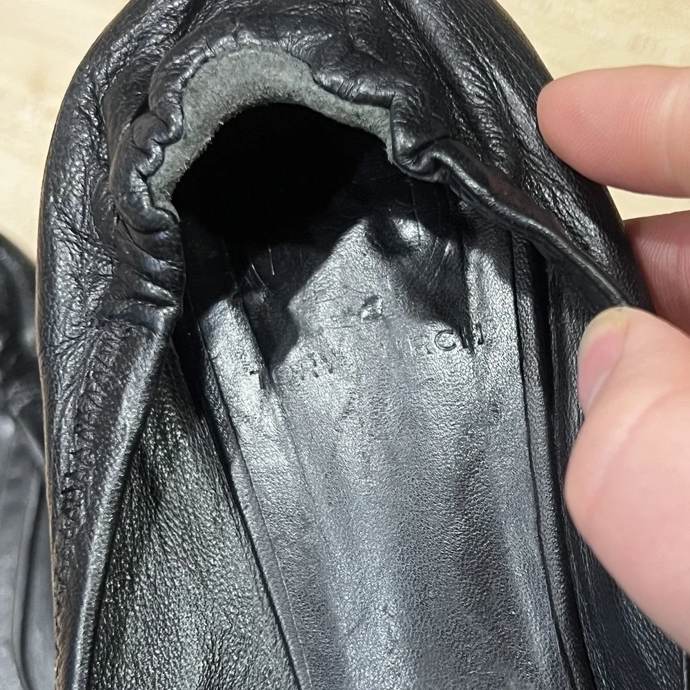 Tory Burch Reva Black Leather‎ Ballet Flats Women's Size 7